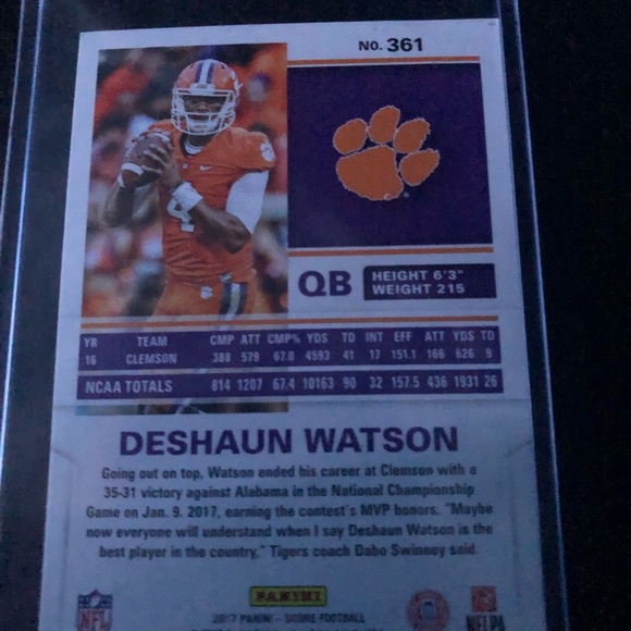 Deshawn Watson Clemson Rookie Football Card - Picture 6 of 6